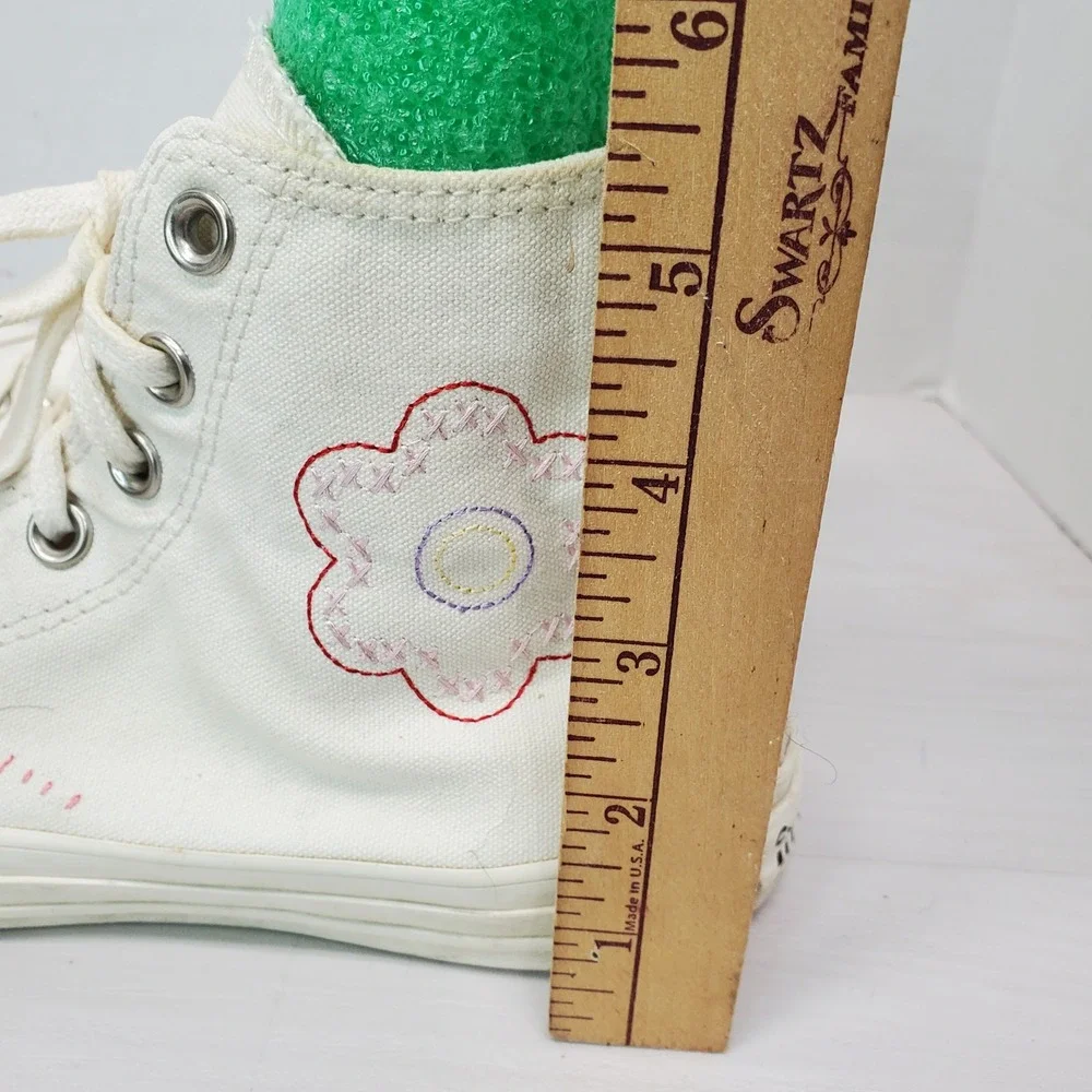 Converse Chuck Taylor All Star High‎ Top Sneakers White Pink Floral Size 8 - Picture 8 of 16